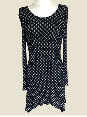 🖤Tianello Dress/Tunic Scoop Neck Long Sleeve Stretchy Black • USA Made